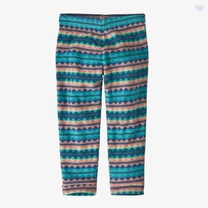 Size 2T Patagonia Blue and Pink Geometric Fleece Leggings